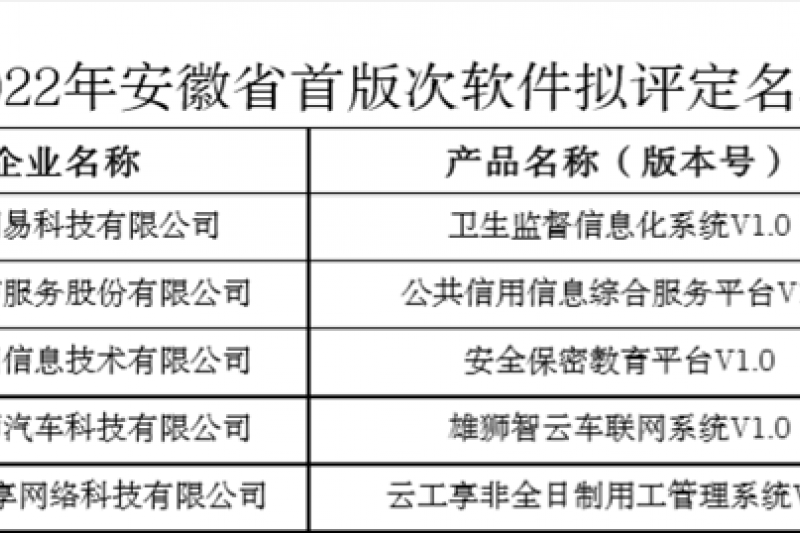【云圖頭條】喜訊！云圖信息一產(chǎn)品被評定為2022年安徽省首版次軟件